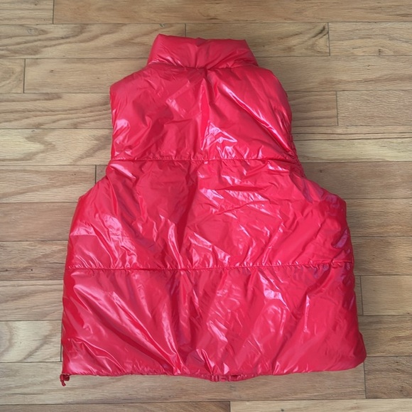 A New Day | Cherry Red Puffer Vest | Soft Faux Fur Lined | size M | Snap Button - Picture 5 of 6